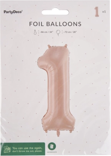 Folieballon cijfer 1 beige 72 cm