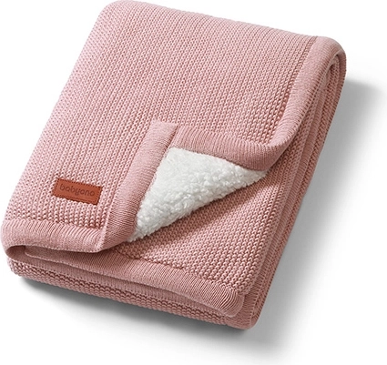 Babyono katoenen deken met sherpa-fleece voering 75 × 100 cm roze
