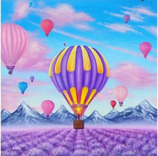 Diamantborduren (diamond painting) – ballonvaart 30 × 30 cm - 1 stuk