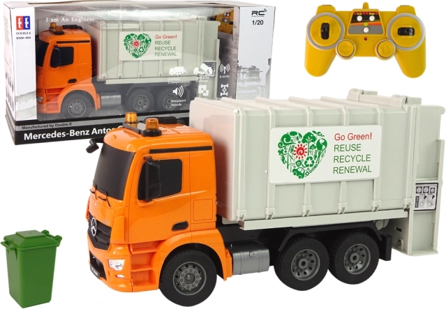 RC vuilniswagen MERCEDES-BENZ ANTOS oranje met container