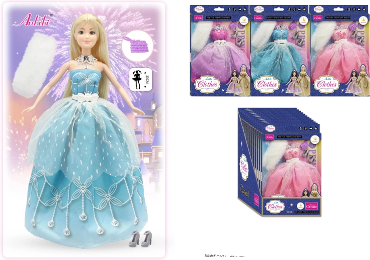 Klassieke prinsessenjurk voor poppen van 30 cm – meerdere varianten