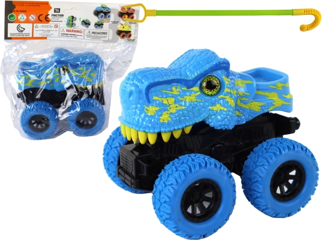 Terrein-dinoauto met rubberen wielen blauw
