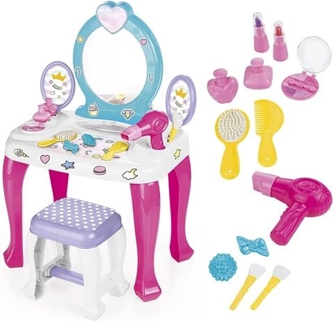 Dolu kinder-toilettafel eenhoorn met krukje en accessoires