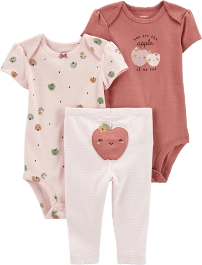 Carter's 3-delige set voor baby Pink Apple – 2× rompertje met korte mouwen en leggings