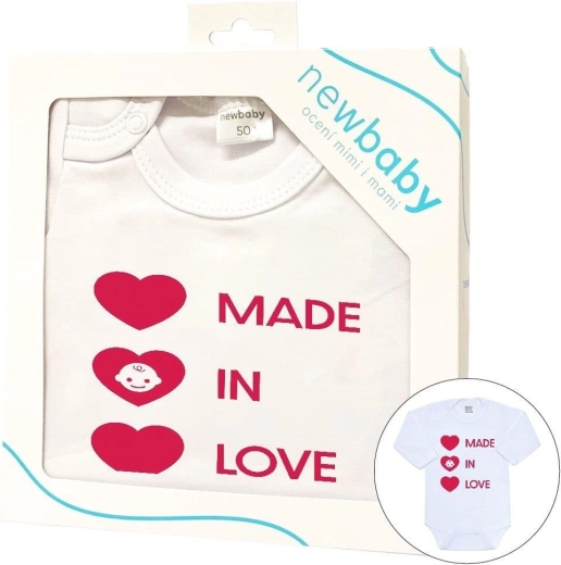 babyromper met print New Baby MADE IN LOVE, cadeauverpakking (maat 56, 0–3 maanden)