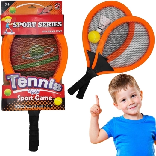Woopie grote rackets voor tennis en badminton voor kinderen set met bal en shuttle