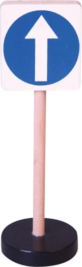 Houten verkeersbord - verplichte rechtdoor rijdrichting