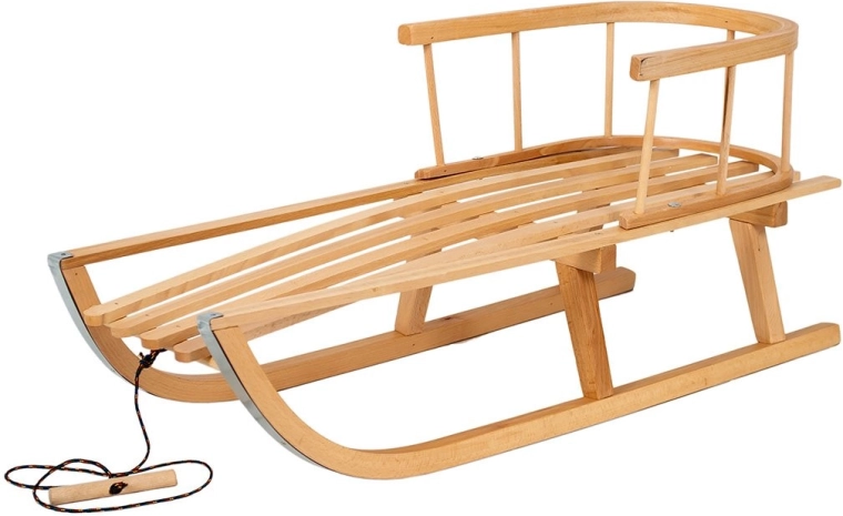 Houten kinderslee met rugleuning en trekkoord 90 cm BAYO