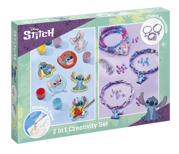 Creatieve set 2-in-1 DISNEY STITCH – armbandjes maken en gipsfiguurtjes schilderen