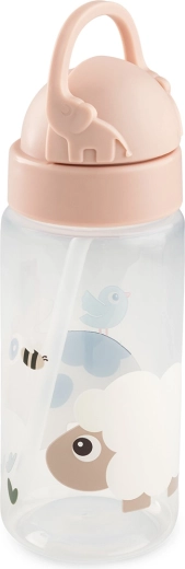 Done by Deer drinkfles met rietje Tiny farm roze 350 ml
