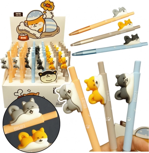 Gelpen met Shiba-hondje figuurtje blauwe inkt 0,5 mm