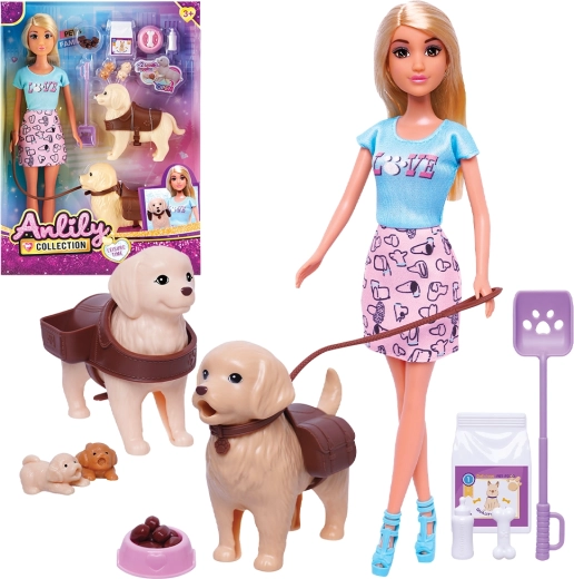 Poppen set met twee hondjes 32 cm