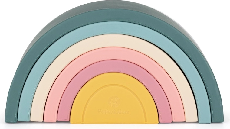 PETITE&MARS siliconen stapelregenboog Rainbow misty green