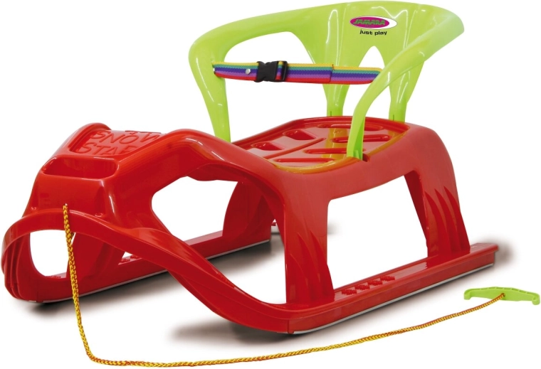 Snow Play kinder kunststof slee Snow Star 90 cm rood met rugleuning