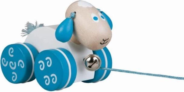 Houten trek-schaapje met belletje – ECO verpakking