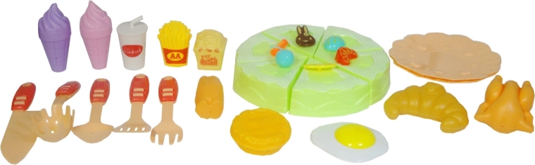 Keukenset voor kinderen met etenswaren en accessoires
