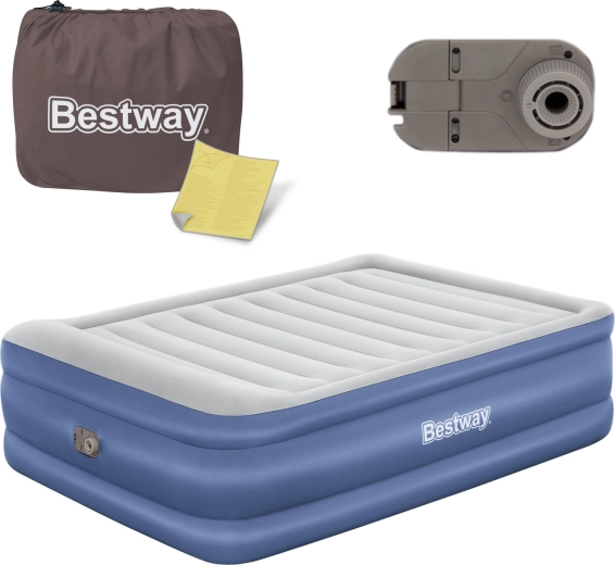 Opblaasbaar matras Bestway 203 × 152 × 61 cm met ingebouwde elektrische pomp