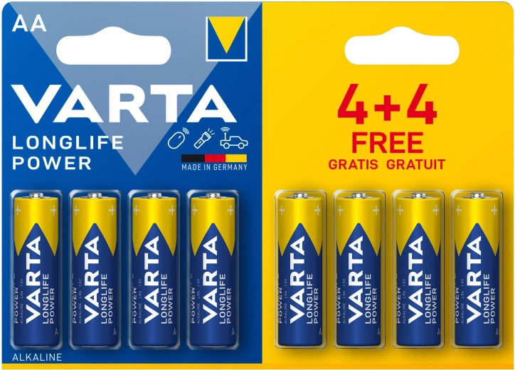 Alkaline batterijen AA Longlife Power Varta 8 stuks
