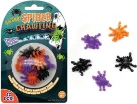 Klevende siliconen spinnen 3 cm – set van 12 stuks