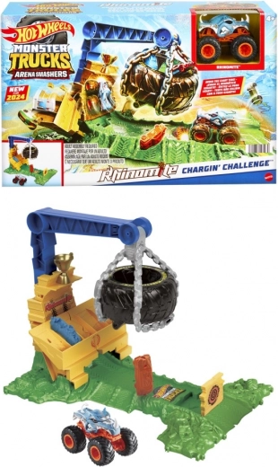 Hot Wheels Monster Trucks Arena Smashers Rhinomite – uitdaging met rammelende band