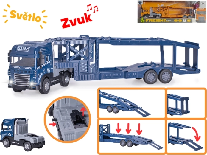 Autotransporter 1:24 met vliegwielaandrijving, licht en geluid – 40 cm
