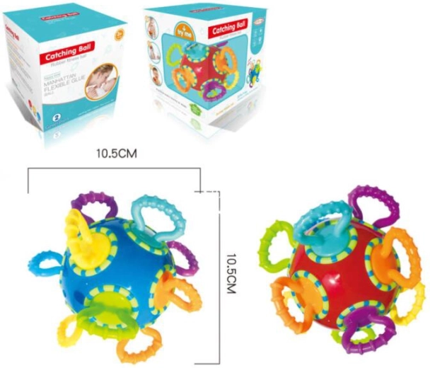 Bijtring in de vorm van een bal voor baby’s, met handvatten en kleurrijke sleutels