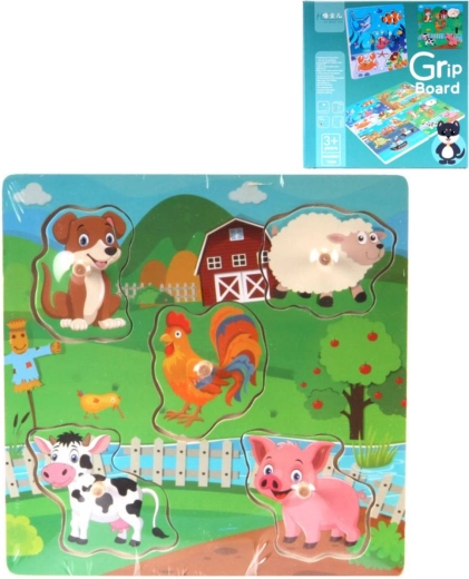 Houten inlegpuzzel op een bord met handgreepjes, 5 stukjes - 1 stuk