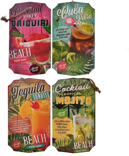 Houten bord Cocktail 20 × 24 cm (assortiment 4 varianten)