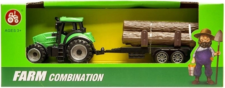 Kleine tractor met houtaanhanger - 1 stuk