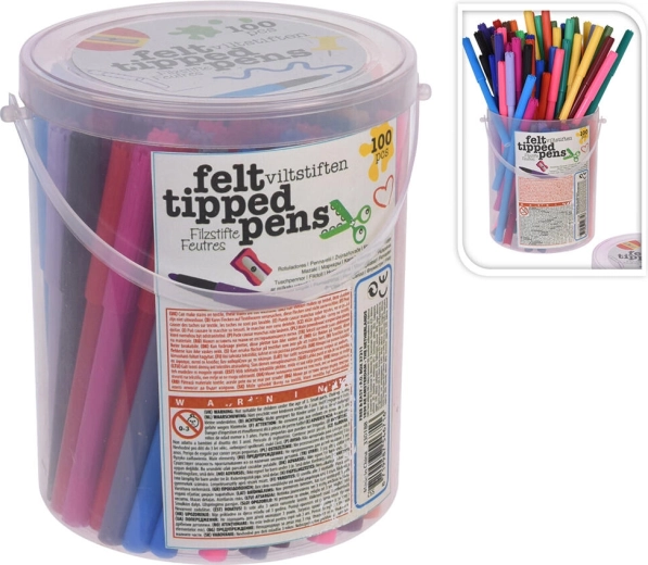 Set markeerstiften 20 kleuren in kunststof box, 100 stuks