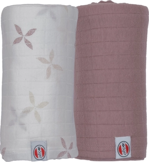 Lodger swaddler Solid matcha powder/rose 110 × 110 cm, set van 2 stuks
