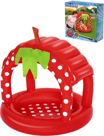 Bestway opblaasbaar kinderbadje aardbei met dakje 91 × 91 × 91 cm
