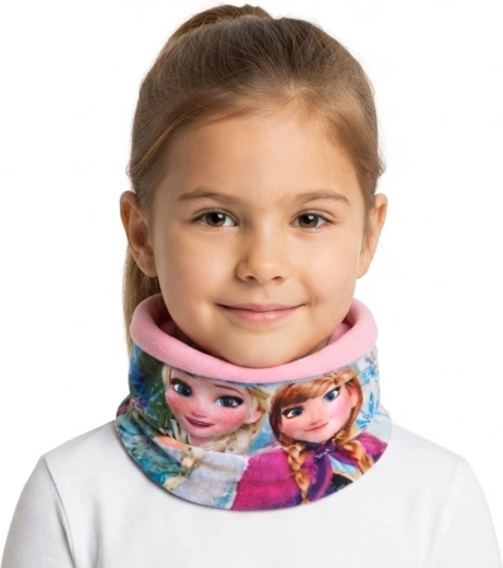 Roze Frozen-halswarmer voor kinderen met Elsa en Anna