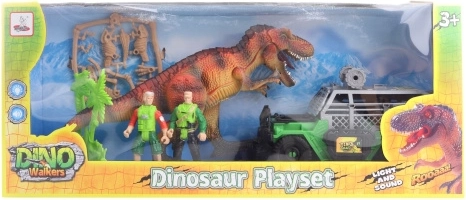 Set met batterijdinosaurus en terreinwagen