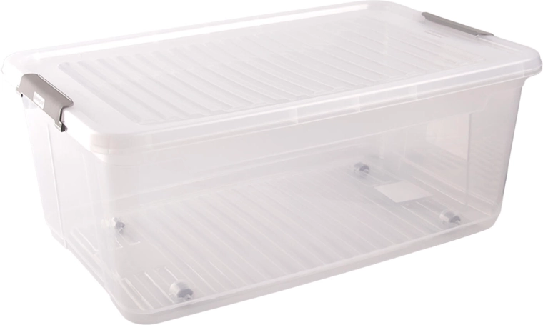 Opbergbox 37 l met deksel en wieltjes