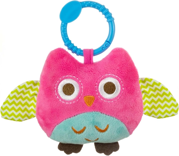 Pluchen hangend uiltje Happy Owl roze
