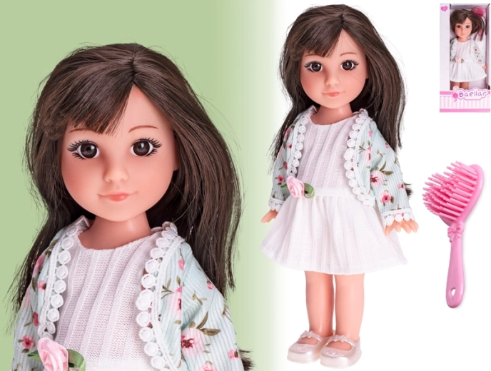 Modieuze pop 30 cm met hard plastic lichaam en kam