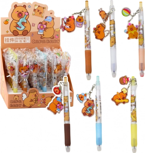 Gelpen Capybara met hanger blauwe inkt 14,5 cm