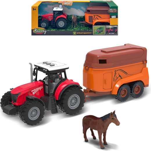 Boerderijtractor met paardenaanhanger met lichten en geluiden