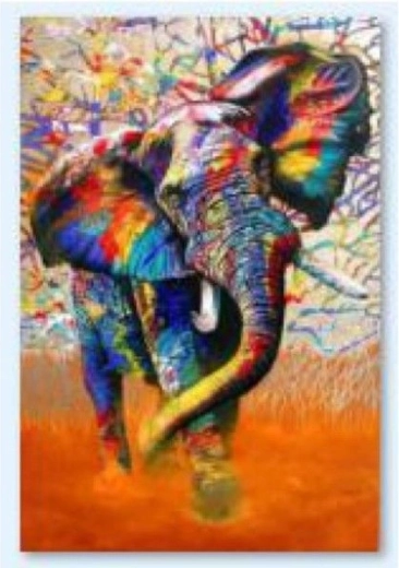 Diamantborduurwerk (diamond painting) olifant in kleur 30 × 40 cm - 1 stuk