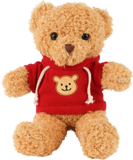 Kruzzel pluchen teddybeer 30 cm, lichtbruin met hoodie