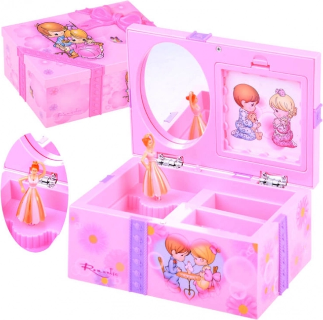 Roze sieradendoos met muziekdoosje voor kleine dames