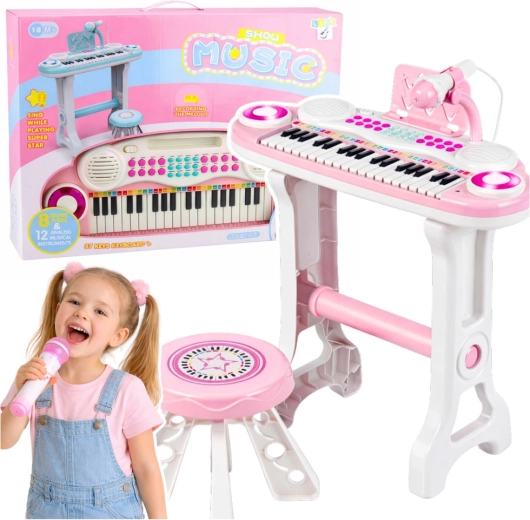 Elektronisch kinderkeyboard met microfoon en MP3, roze