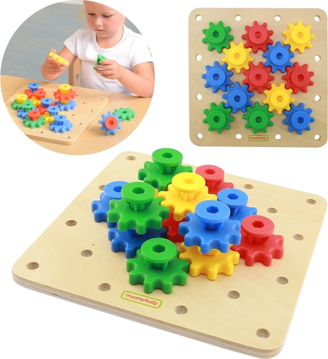 Masterkidz houten Montessori-bord met tandwielen