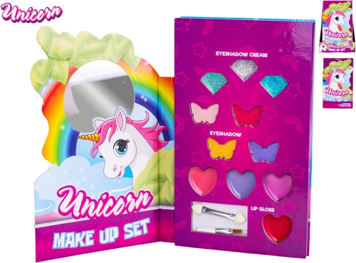 Kinder make-up palette Unicorn met oogschaduws, glitters en lipglosses