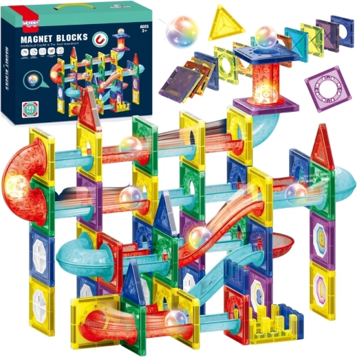 Woopie magnetische knikkerbaan-bouwset 3D, 105 onderdelen