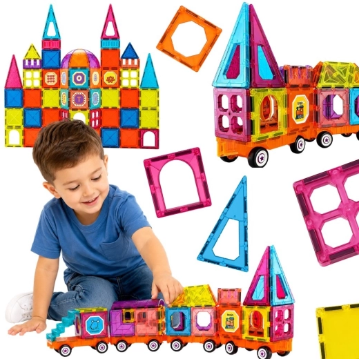 Woopie magnetische 3D-bouwset trein 71 onderdelen