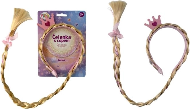 Plejo haarband met roze vlecht