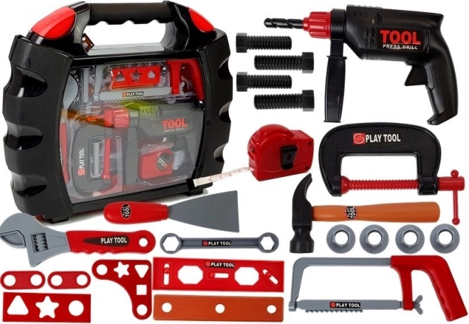 kinderkoffer met gereedschap voor kleine klussers – zwart