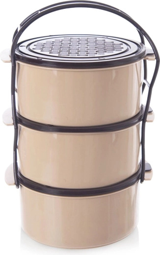 Kunststof drielaagse lunch-/maaltijdcontainer 3 × 1,5 l